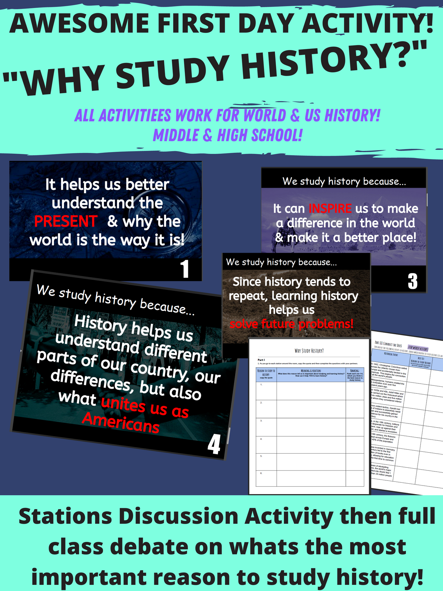 FIRST WEEK OF HISTORY ACTIVITIES, LESSONS, & RESOURCES!