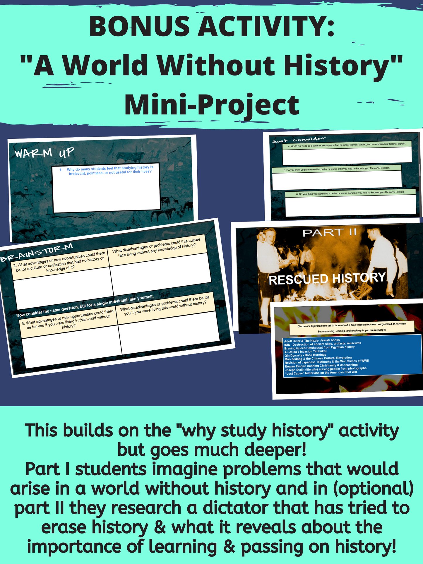 FIRST WEEK OF HISTORY ACTIVITIES, LESSONS, & RESOURCES! history