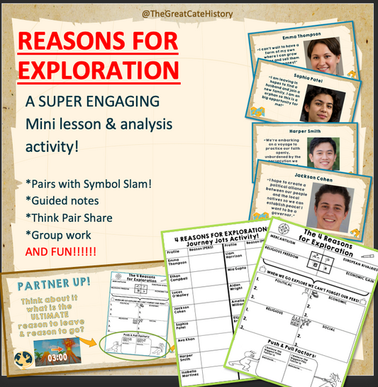 4 Reasons for Exploration- Explorers' Motives Analysis & Notes Activity!