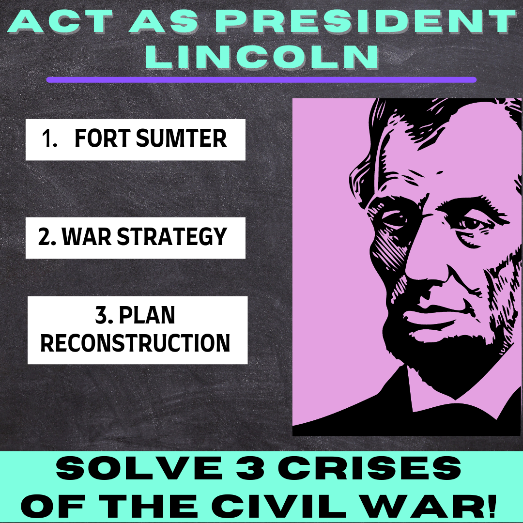 CIVIL WAR DECISIONS ACTIVITIES BUNLDE - SOLVE 3 CRISES AS PRESIDENT LINCOLN